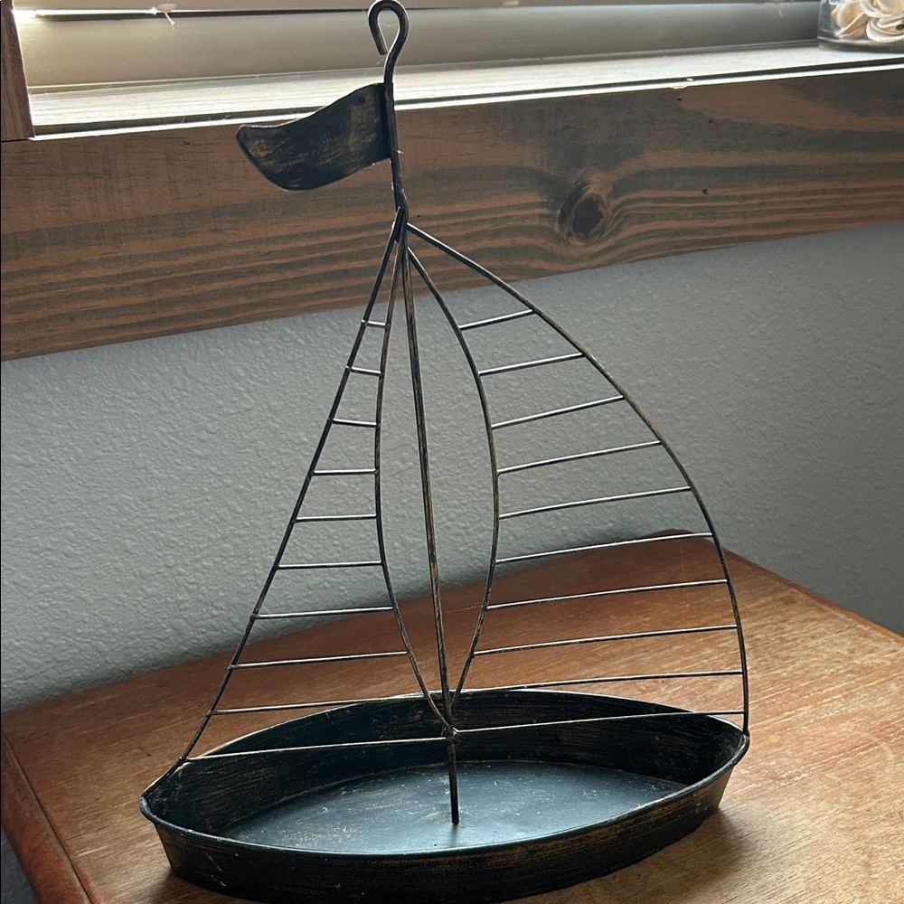 Black Metal Sailboat Decor